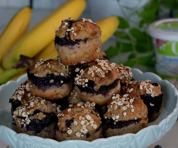 Muffins med blåbær og banan