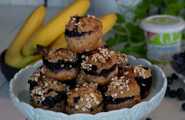 Muffins med blåbær og banan